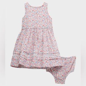 Ralph Lauren Floral-Print Seersucker Dress W/ Bloomers, 3M